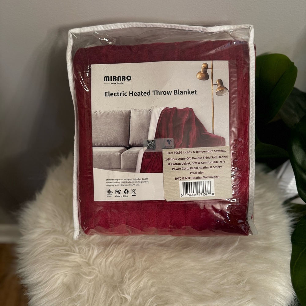 Electric Heated Velvet Throw Blanket